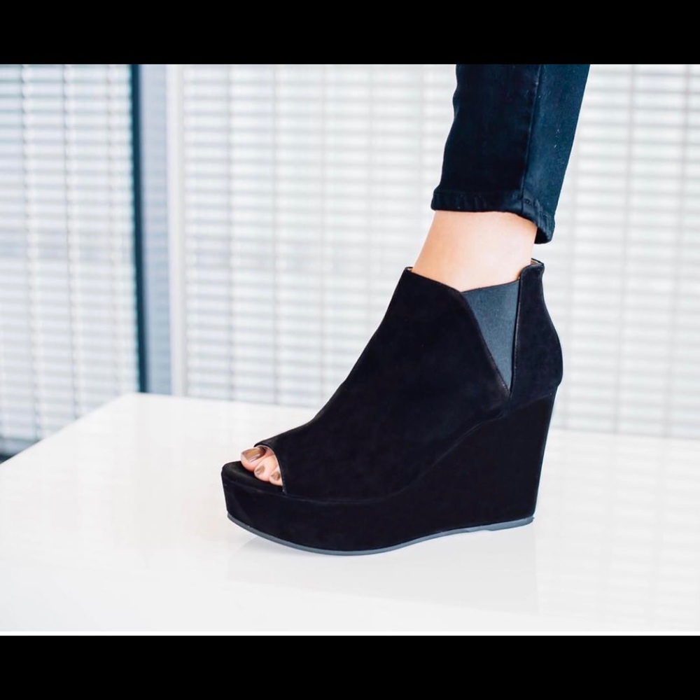 Black suede wedge
